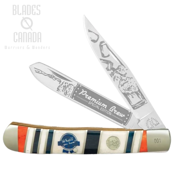 Kissing Crane Premium Brew Trapper Folding Knife, Bone Handle, KC5828